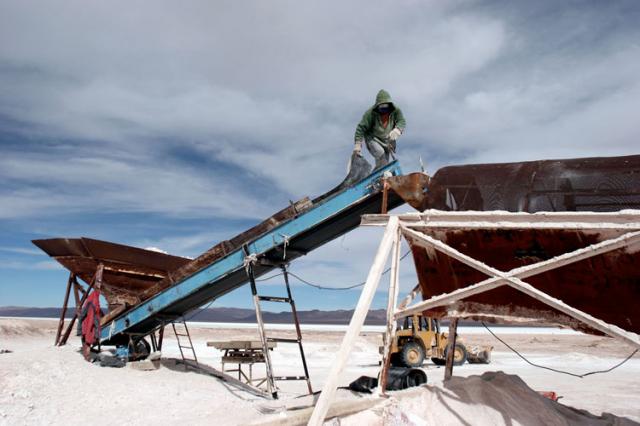 Extraction of salt somewhere, South America