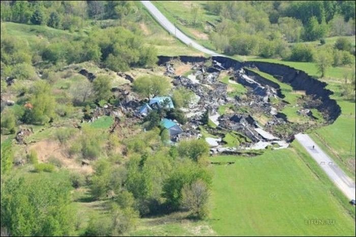 Landslide swallowed a home in St. Jude, Quebec, Canada