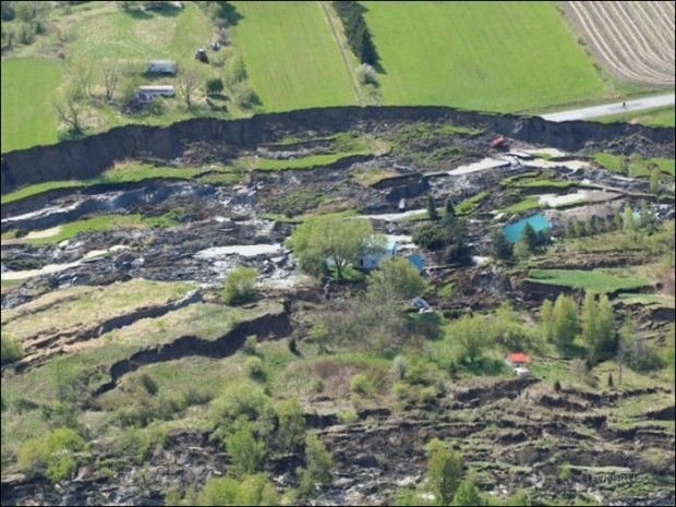 Landslide swallowed a home in St. Jude, Quebec, Canada