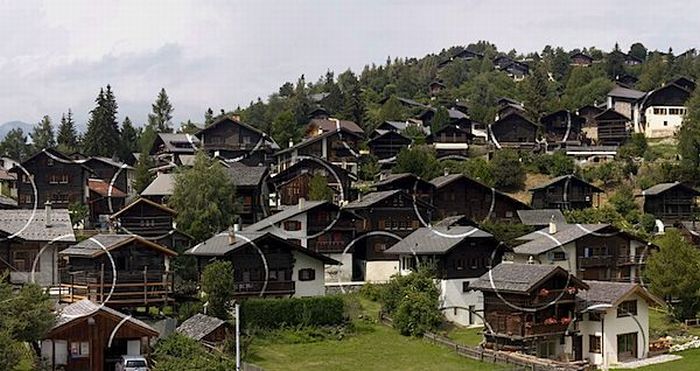 Illusion in small village, Alps