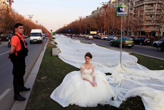 longest wedding dress train