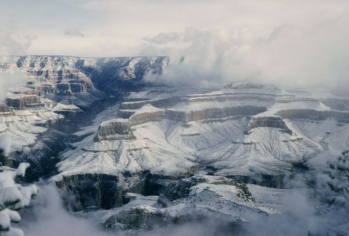 Grand Canyon covered with snow, Arizona, United States