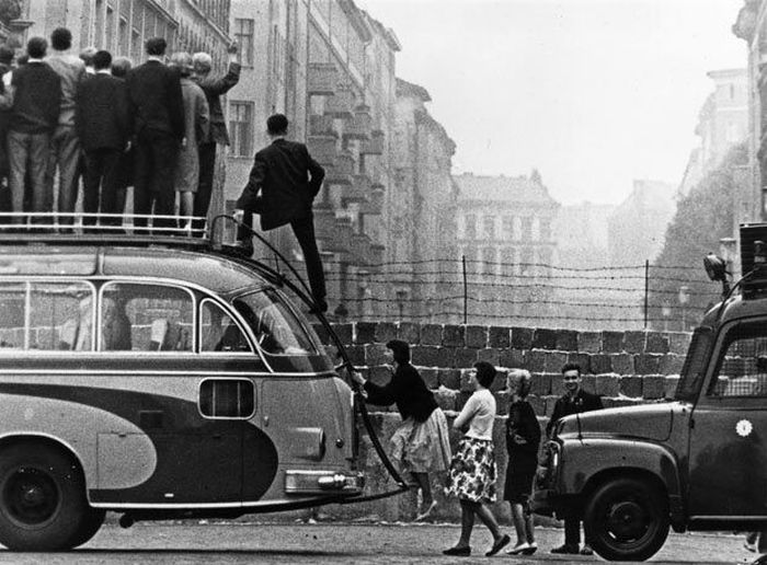 History: 1961 Construction of Berlin Wall barrier, Berlin, Germany