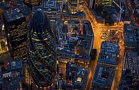 World & Travel: Bird's-eye view of London at night, United Kingdom