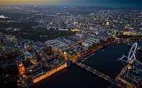 World & Travel: Bird's-eye view of London at night, United Kingdom