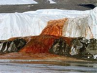 World & Travel: Bloody falls, ice colorized by iron, Russia