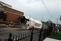 World & Travel: Collapse of the church dome because of strong wind, driver survived, Shreveport, Louisiana