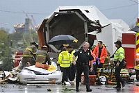 World & Travel: Collapse of the church dome because of strong wind, driver survived, Shreveport, Louisiana