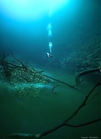 World & Travel: Underwater river, Cenote Angelita, Mexico
