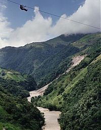 World & Travel: Old pulley system over the abyss, Rio Negro, Colombia