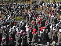 World & Travel: Jizo statues near volcano, Japan