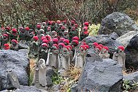 World & Travel: Jizo statues near volcano, Japan