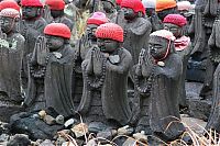 World & Travel: Jizo statues near volcano, Japan