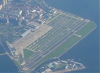 World & Travel: aerial view of airport runway