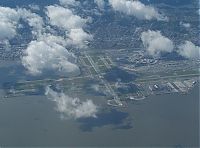 World & Travel: aerial view of airport runway