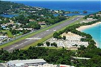 World & Travel: aerial view of airport runway