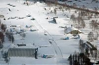 World & Travel: aerial view of airport runway