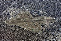 World & Travel: aerial view of airport runway