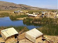 World & Travel: Uros people, floating islands of Lake Titicaca, Peru, Bolivia