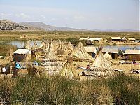 World & Travel: Uros people, floating islands of Lake Titicaca, Peru, Bolivia