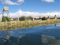 World & Travel: Uros people, floating islands of Lake Titicaca, Peru, Bolivia