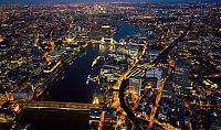 Bird's-eye view of London at night, United Kingdom
