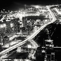 black and white night world cityscape photography