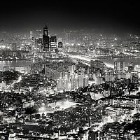 black and white night world cityscape photography