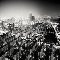 black and white night world cityscape photography