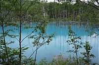 World & Travel: Aoiike, Blue Pond, Biei, Shirogane Onsen, Kamikawa (Ishikari) District, Hokkaido, Japan