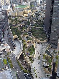 World & Travel: Namba Parks, rooftop tower gardens, Naniwa-ku, Osaka, Japan