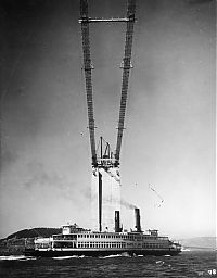 World & Travel: History: Construction of the Golden Gate Bridge, San Francisco, California, United States