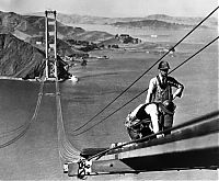 World & Travel: History: Construction of the Golden Gate Bridge, San Francisco, California, United States