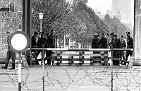 World & Travel: History: 1961 Construction of Berlin Wall barrier, Berlin, Germany