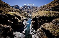 World & Travel: Cusco Inca rope bridge, Apurimac Canyon, Cuzco Province, Peru