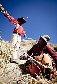 World & Travel: Cusco Inca rope bridge, Apurimac Canyon, Cuzco Province, Peru