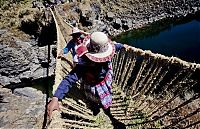 World & Travel: Cusco Inca rope bridge, Apurimac Canyon, Cuzco Province, Peru