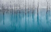 World & Travel: Aoiike, Blue Pond, Biei, Shirogane Onsen, Kamikawa (Ishikari) District, Hokkaido, Japan