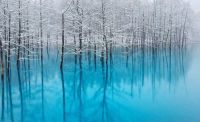 World & Travel: Aoiike, Blue Pond, Biei, Shirogane Onsen, Kamikawa (Ishikari) District, Hokkaido, Japan